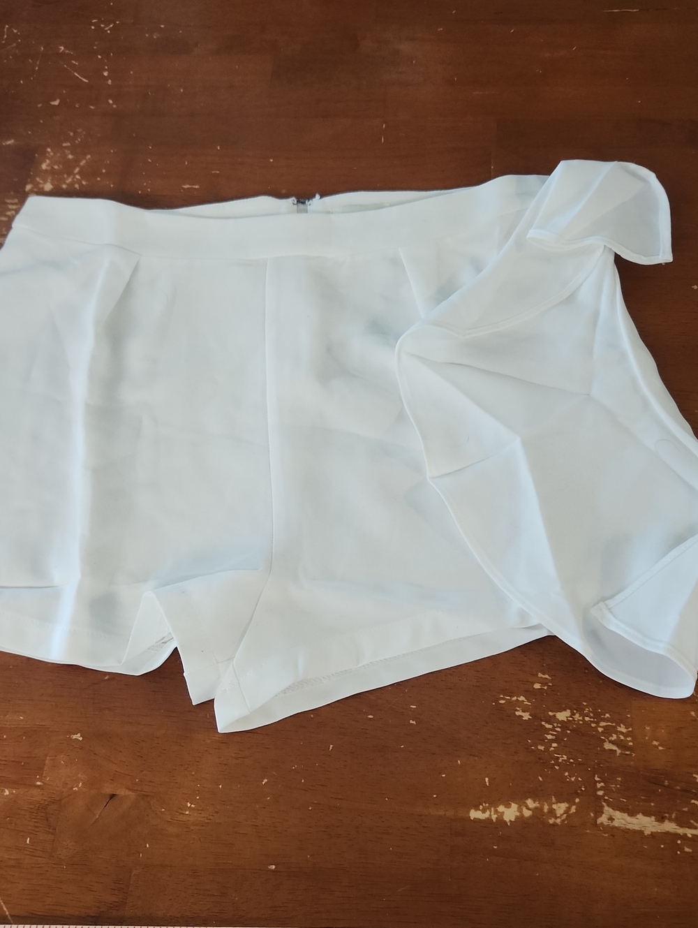Women’s High-Waist White Ruffle Overlay Shorts